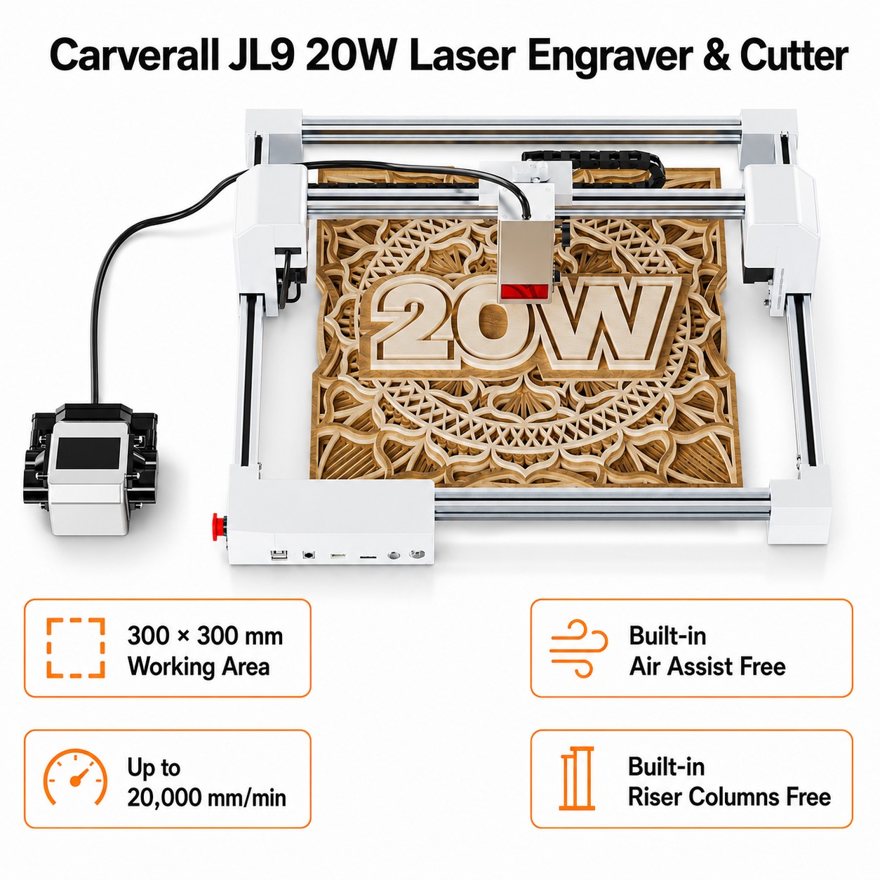 Industrial Laser Engraver - Carverall JL9 20W Laser-Gravier- und Schneidegerät,